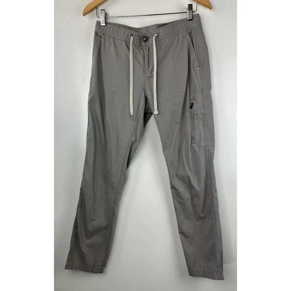 Vuori Climber Ripstop Pants Drawstring Stretch Elastic Waist Gray Tan Small - Picture 2 of 13